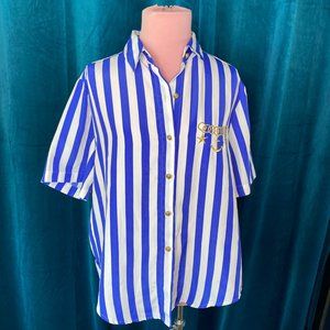 Vintage Alyssa Carr Button Down Stripe Shirt Blue/White